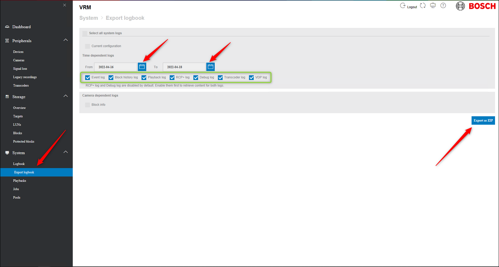 How to collect VRM logs with VRM v3.82 v3.83 v4.00