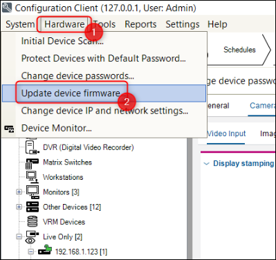 Firmware upgrade for multiple cameras at the same time in BVMS