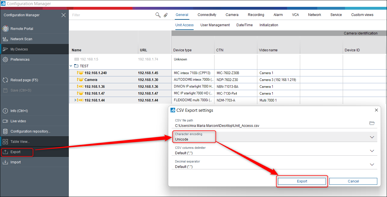 Import a group of cameras from Configuration Manager in Project