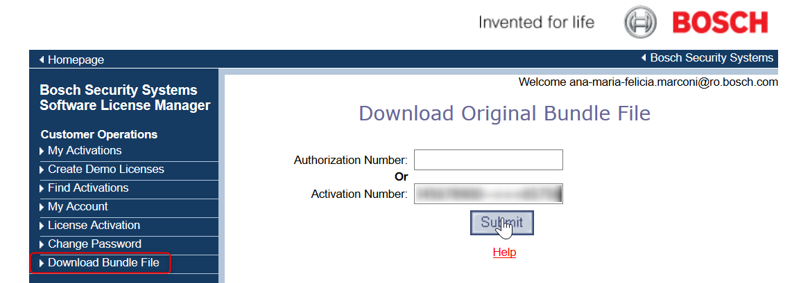 Activate Bosch Video Management System license below BVMS v11.0