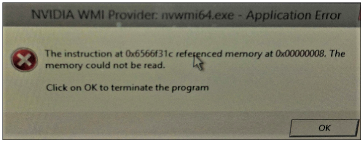 The instruction at 0x6566f31c referenced memory at 0x00000008. The memory could not be read..png