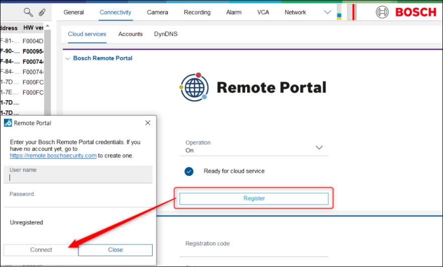 What should you do if the Bosch Remote Portal is not reachable