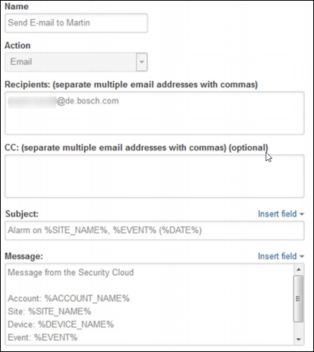 How to configure Cloud based Services Actions Bosch